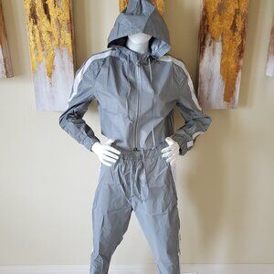 Hot & Delicious Women's Gray Reflective Hooded Tracksuit SZ M
